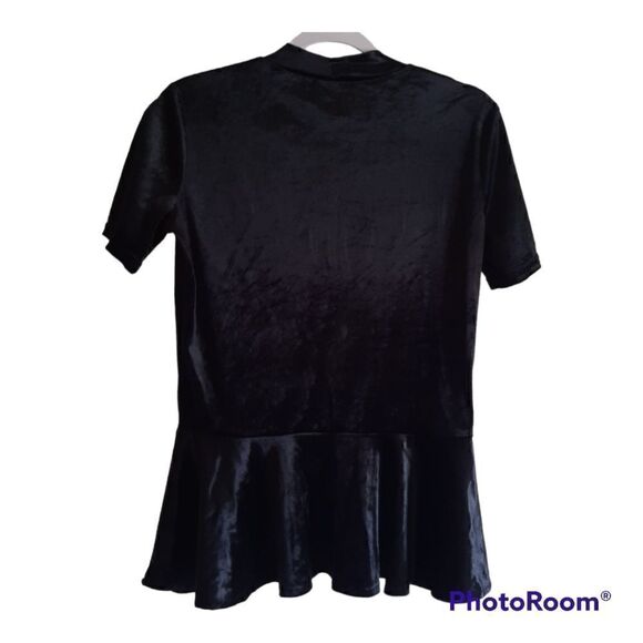 ZARA Trafaluc Velvet Short Sleeve Peplum Top - Picture 2 of 4